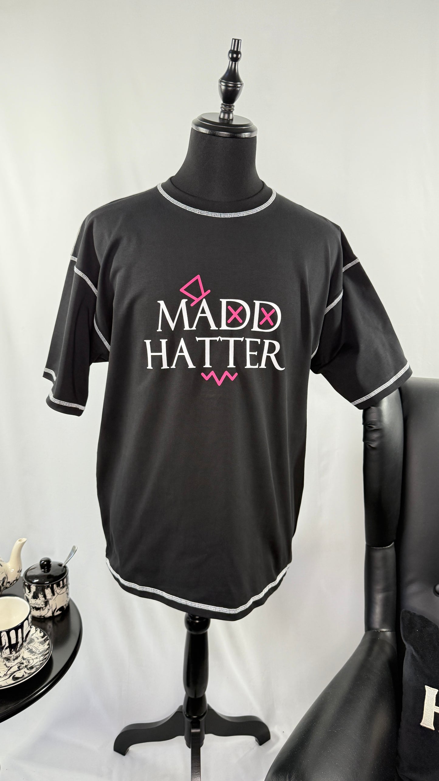 Black Oversized Stitch Tee