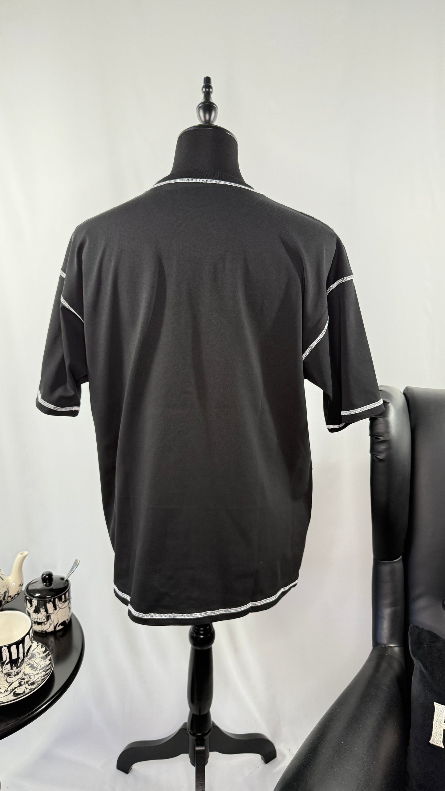 Black Oversized Stitch Tee