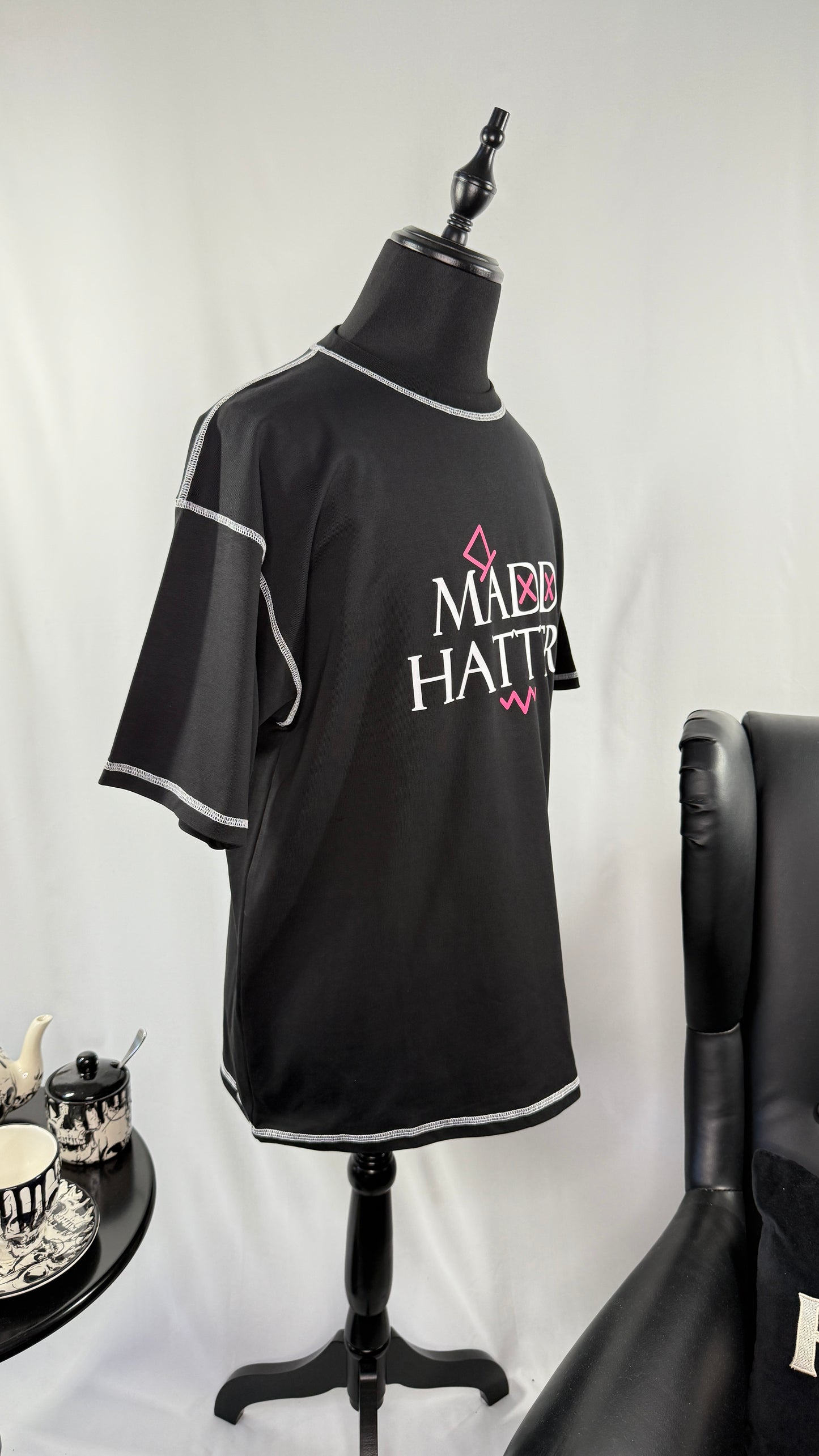 Black Oversized Stitch Tee