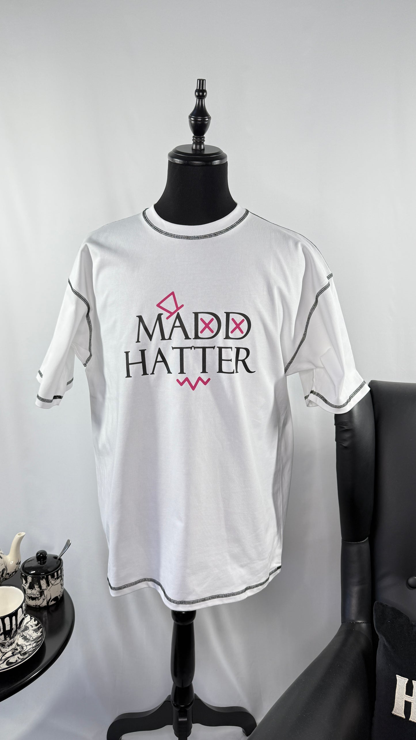 White Oversized Stitch Tee