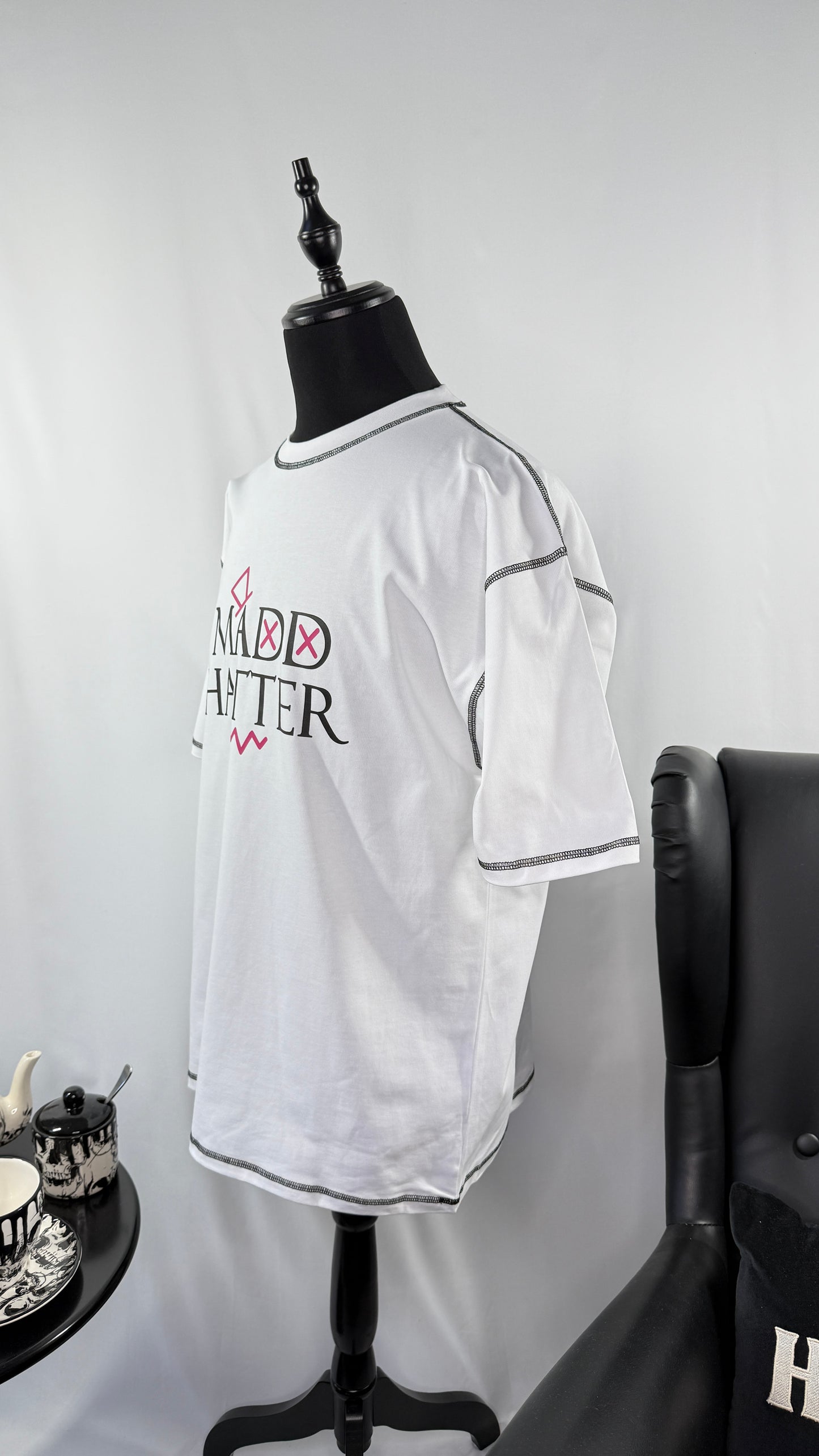 White Oversized Stitch Tee