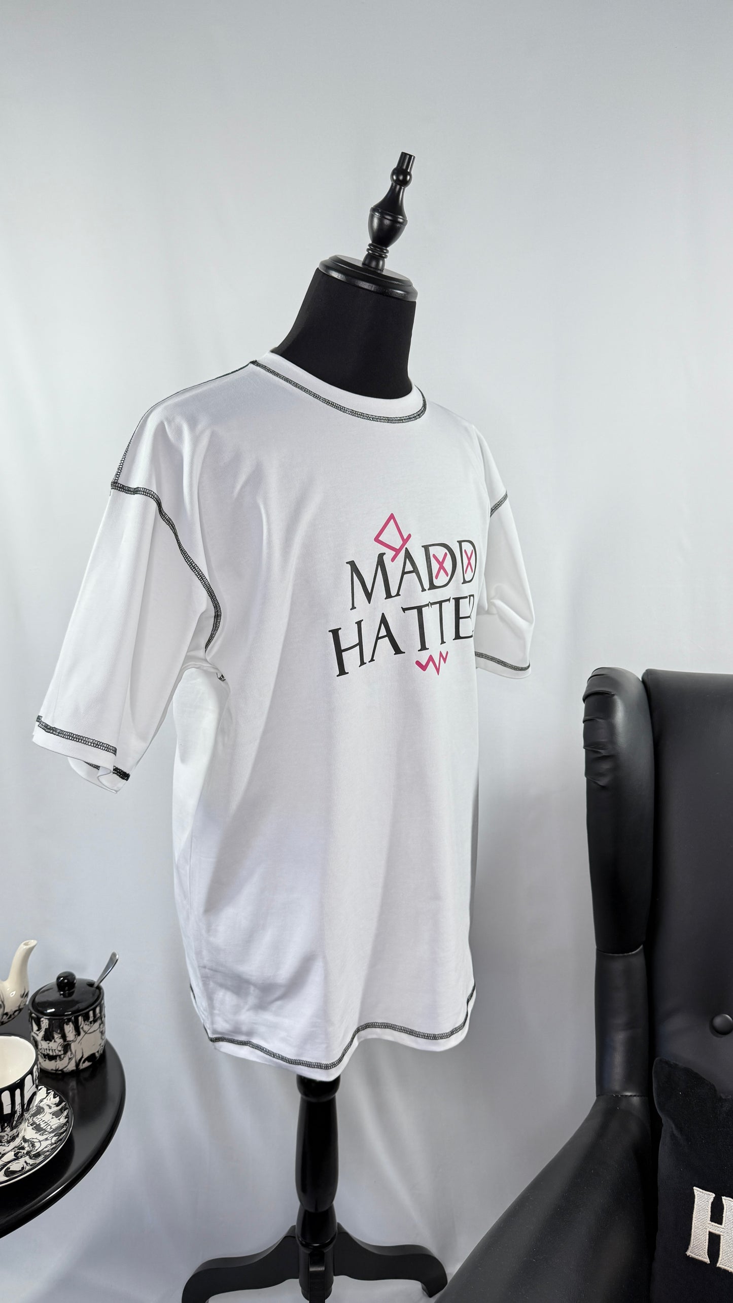 White Oversized Stitch Tee