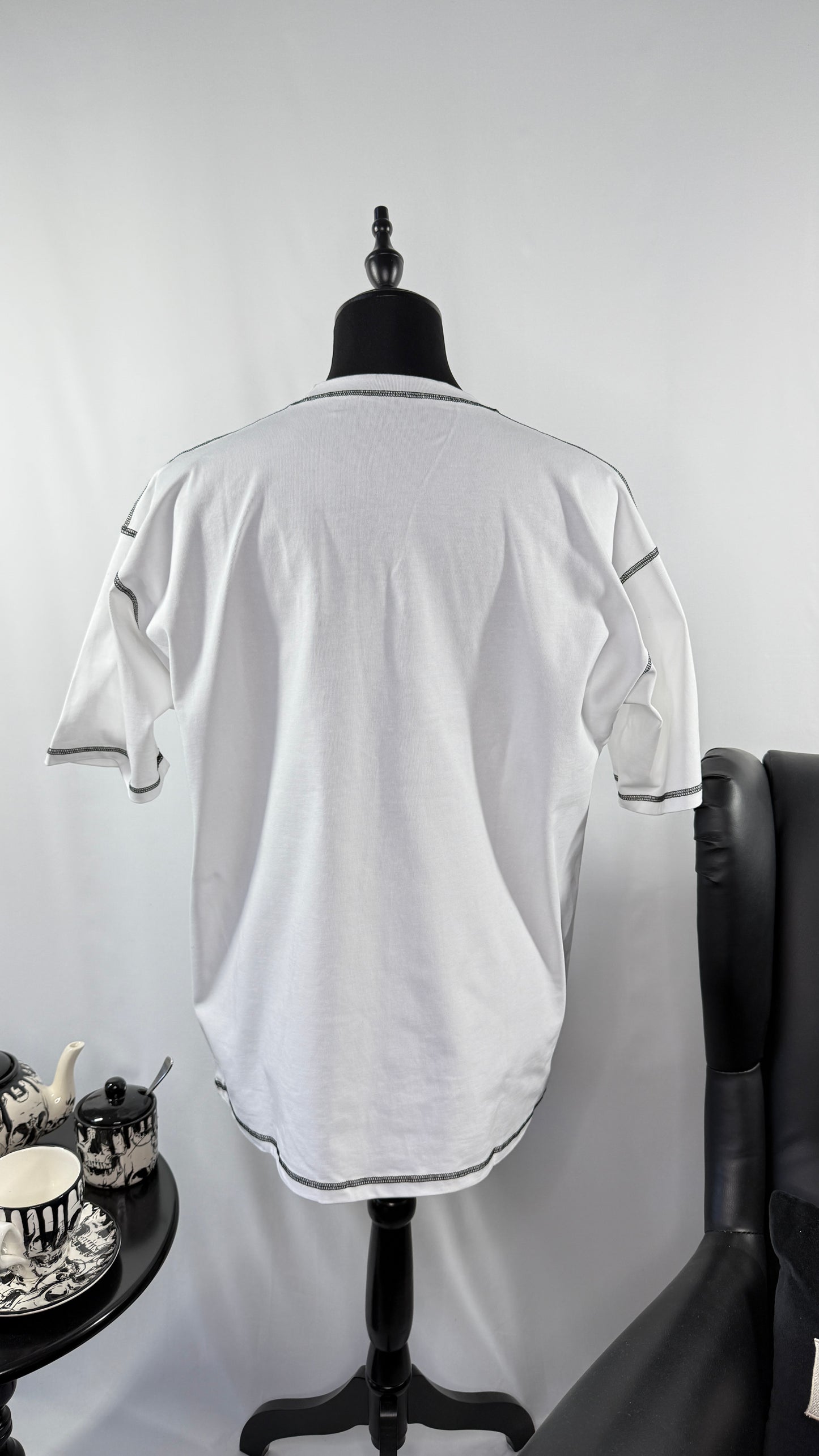 White Oversized Stitch Tee